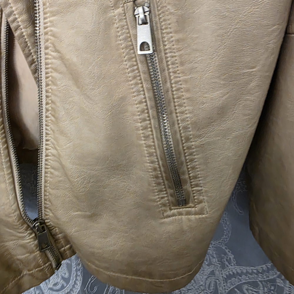 📣HP📣 Style & Co. Tan Faux Leather Jacket - Picture 3 of 6